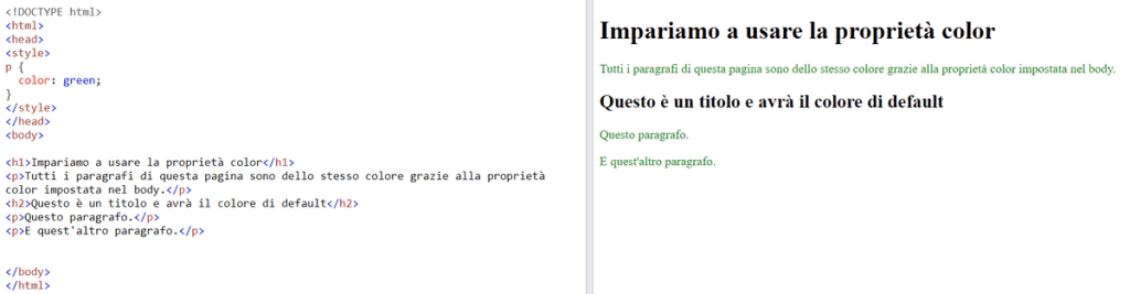 Esempio Colore Dei Testi Elemento Css
