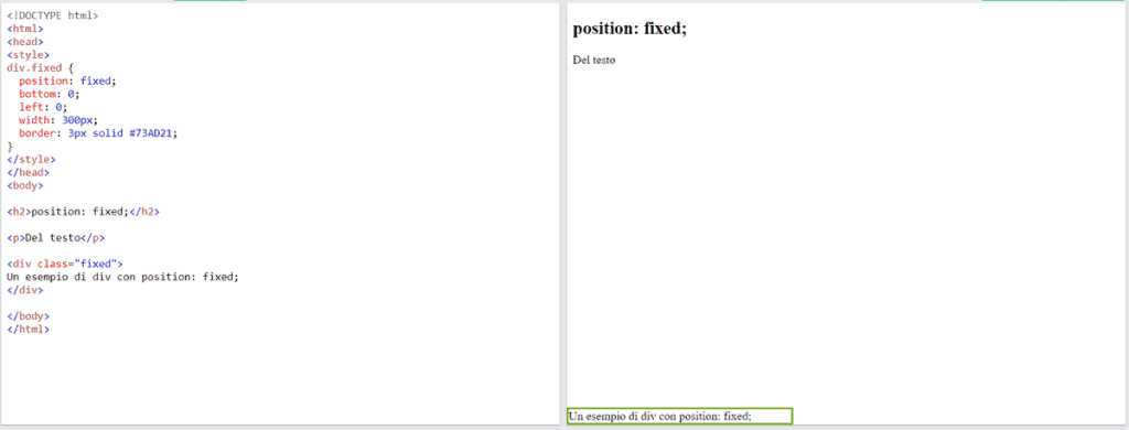 Esempio Di Position Fixed