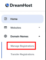 Sbloccare Dominio Dreamhost Manage Registrations