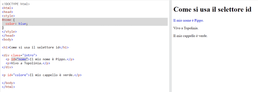 Utilizzare Il Selettore Id Css