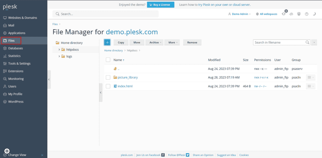 File Manager Di Plesk