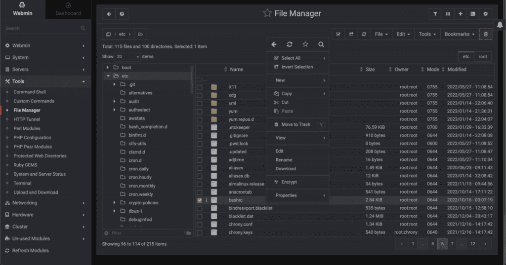 Webmin Interfaccia File Manager