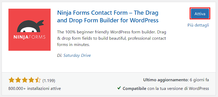 Attivare Ninja Forms Su WordPress