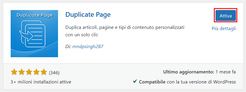 Attivare Duplicate Page