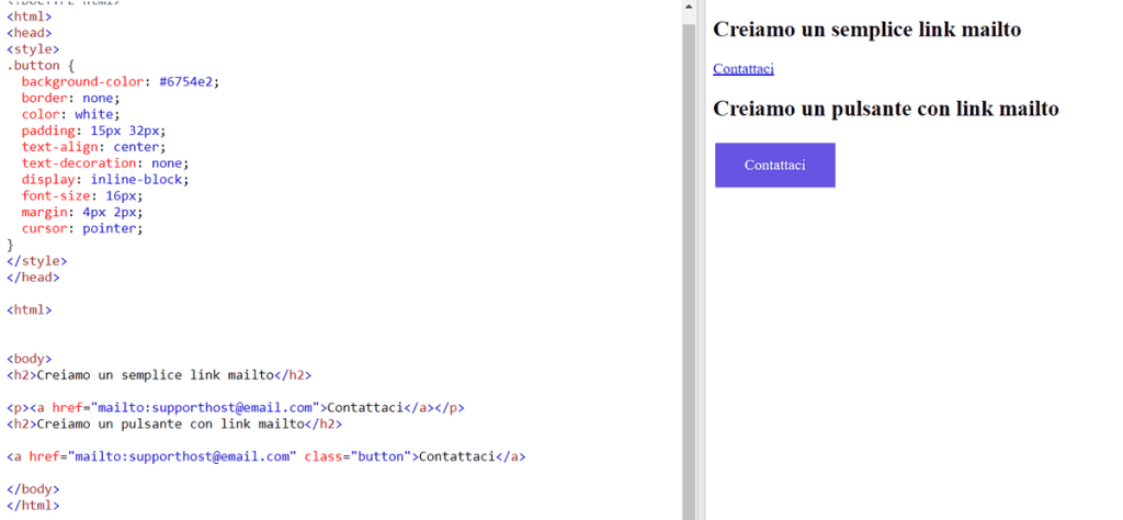 Esempio Di Link E Pulsante Mailto
