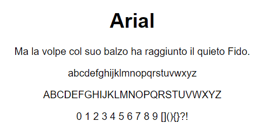 Esempio Font Web Safe Arial