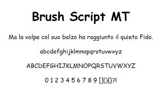 Esempio Font Web Safe Brush Script Mt