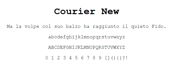 Esempio Font Web Safe Courier New