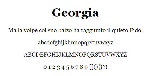 Esempio Font Web Safe Georgia