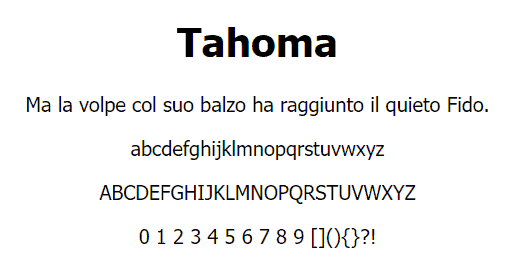 Esempio Font Web Safe Tahoma