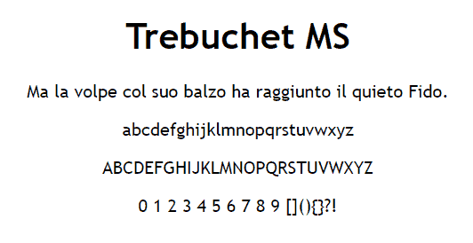 Esempio Font Web Safe Trebuchet Ms
