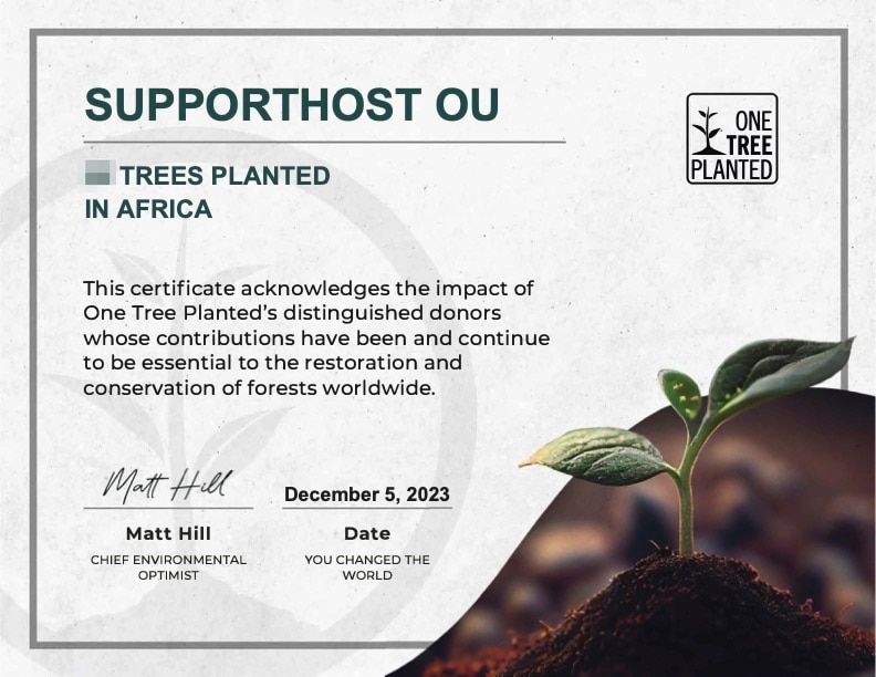 2023 December One Tree Planted Certificate