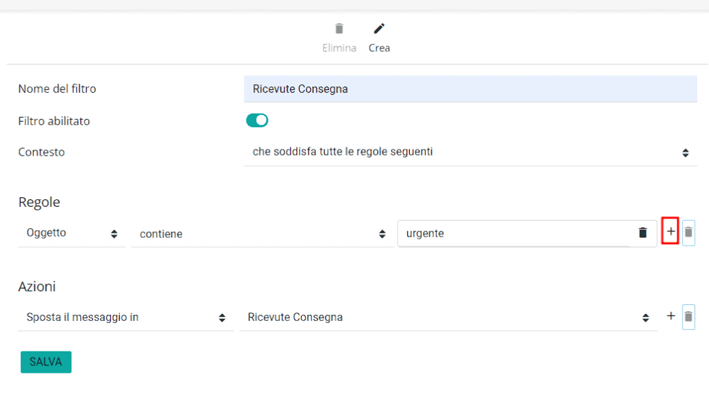 Aggiungere Regola Al Filtro Pec