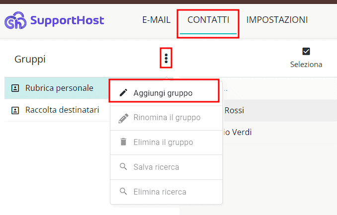 Aggiungi Gruppo Rubrica Pec