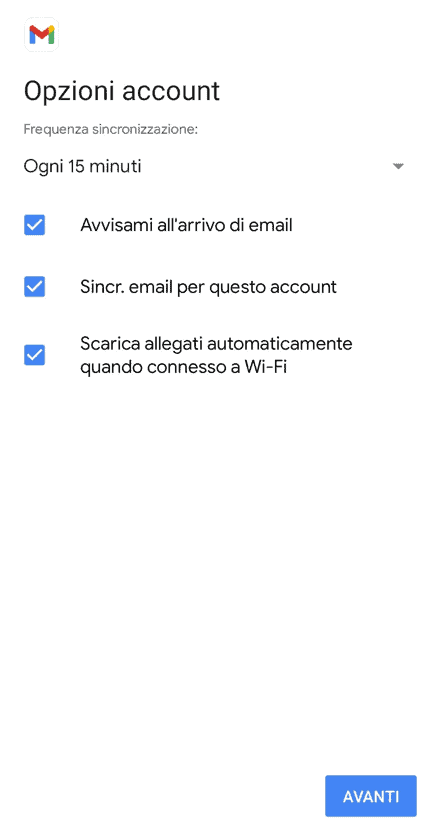 Configurazione Pec Gmail Opzioni Sincronizzazione