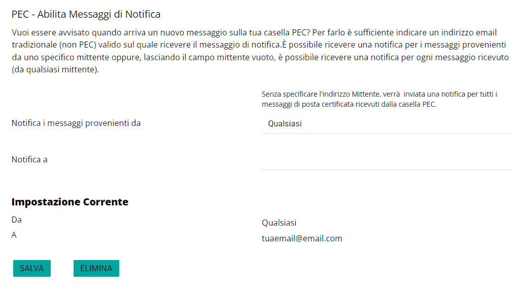 Notifiche Email Pec Attive