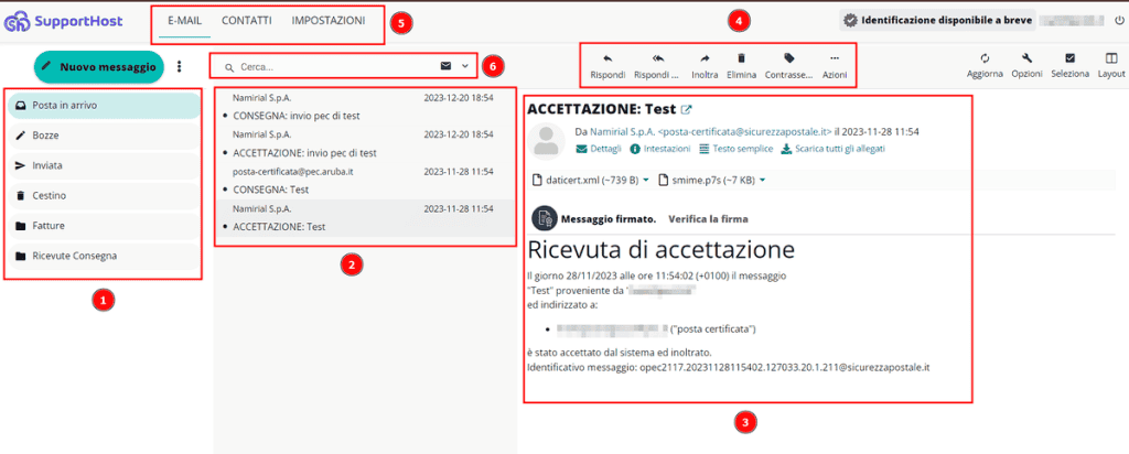 Sezioni Della Webmail Pec