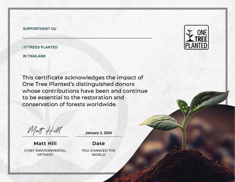 2024 01 One Tree Planted Certificate