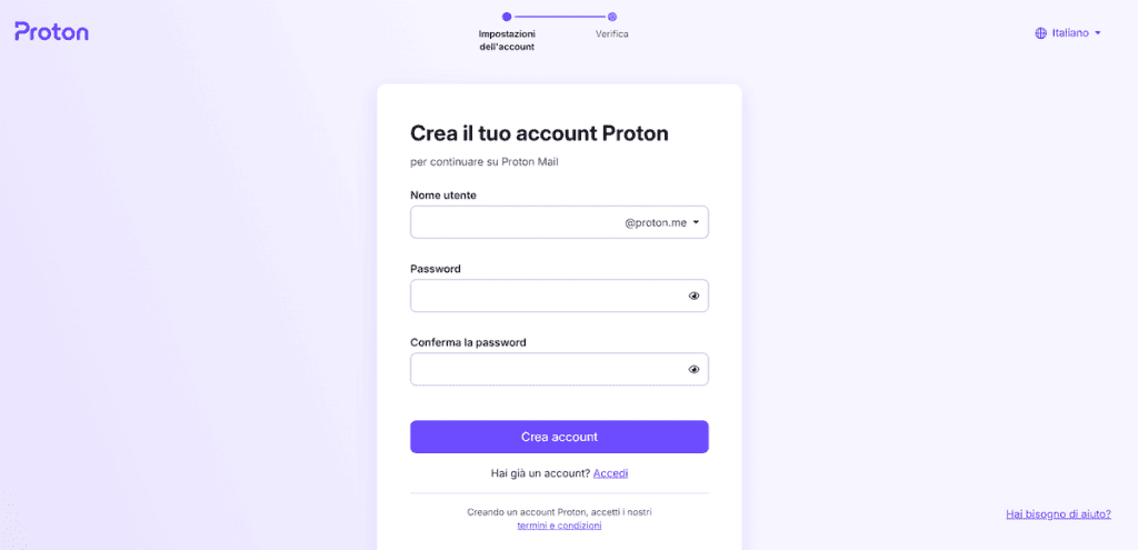 Creare Email Proton Gratuita