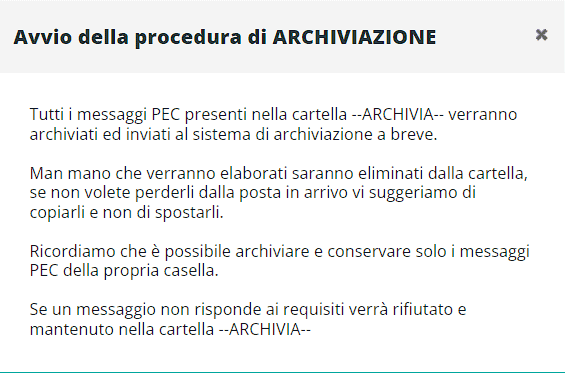 Procedura Archiviazione Pec