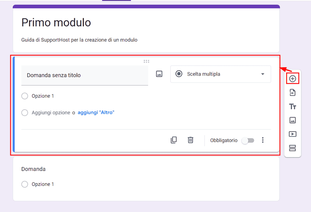 Aggiungere Domanda Al Modulo