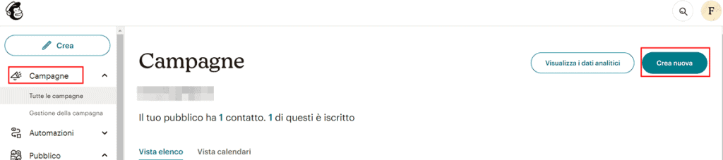 Crea Nuova Campagna Mailchimp