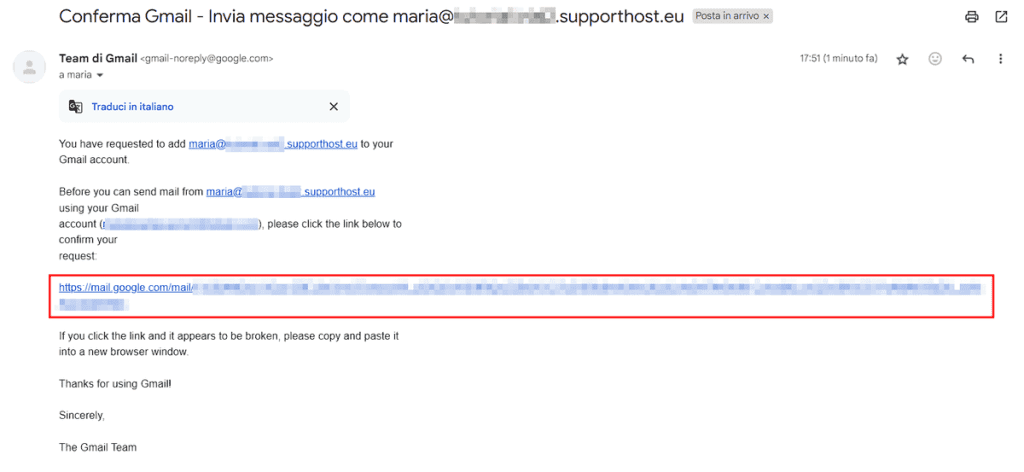 Email Di Conferma Gmail