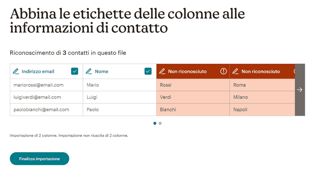 Importazione Etichette Dati Di Contatto Mailchimp