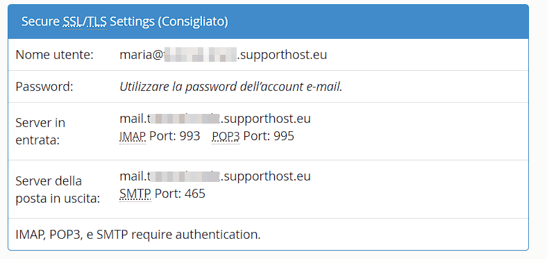 Impostazioni Per Configurazione Client Email Cpanel