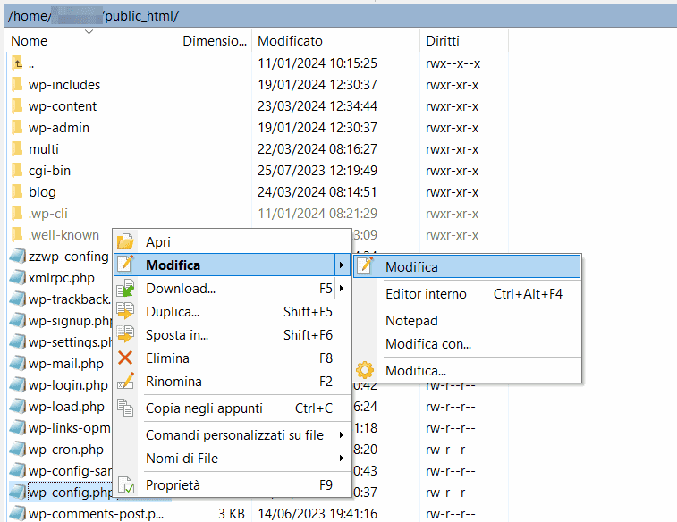 Modificare File Sul Server Winscp