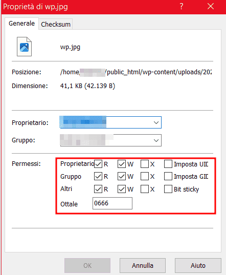 Modificare Permessi File Winscp