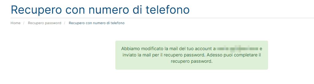 Conferma Invio Recupero Password