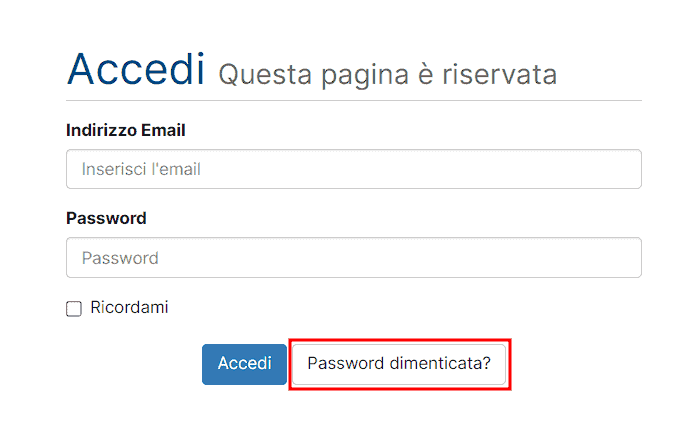 Password Dimenticata Area Clienti Supporthost