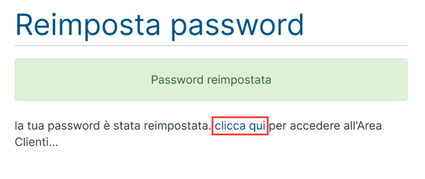 Password Reimpostata Supporthost