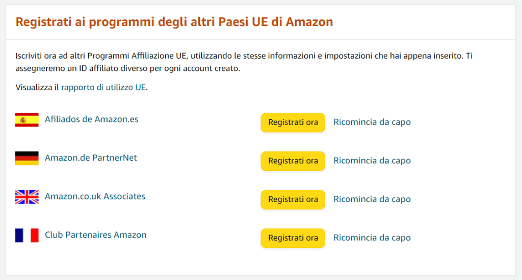 Registrati Ad Altri Programmi Amazon Ue