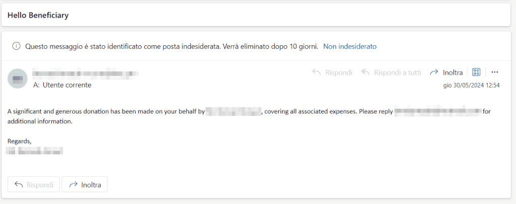 Esempio Spam Donazioni