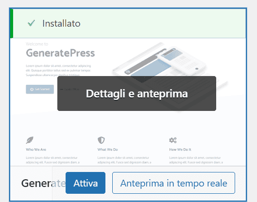 Attiva Tema Generate Press