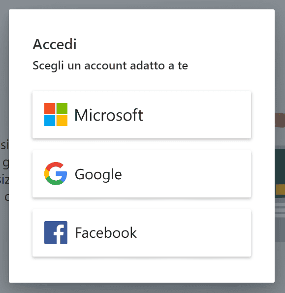 Bing Scelta Account per accedere