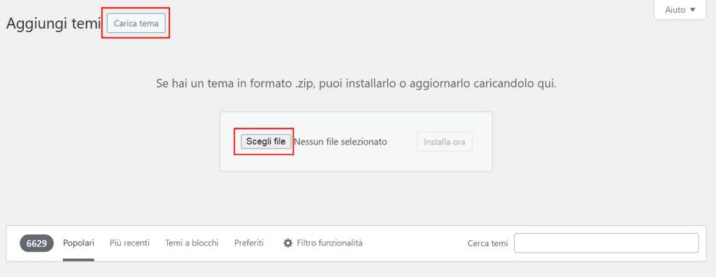 Carica Tema WordPress