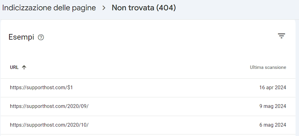 Esempi Pagine 404 Search Console