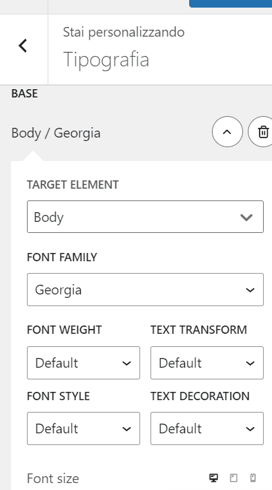 Formattazione Font