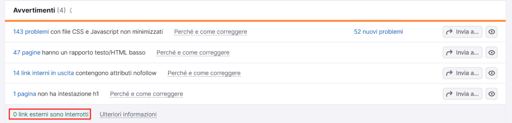 Link Esterni Interrotti Semrush