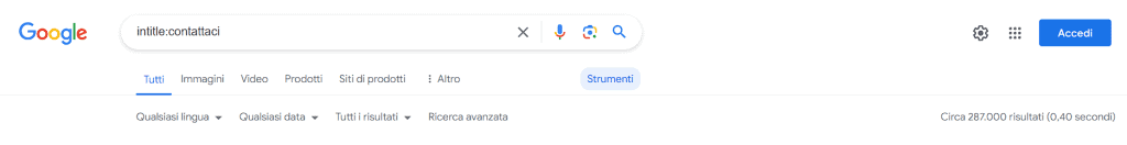 Operatore Intitle Esempio