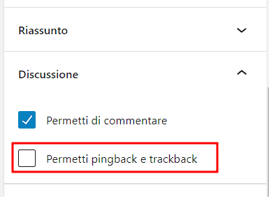 Pingback Trackback Disattivati Singolo Articolo Versione Alternativa