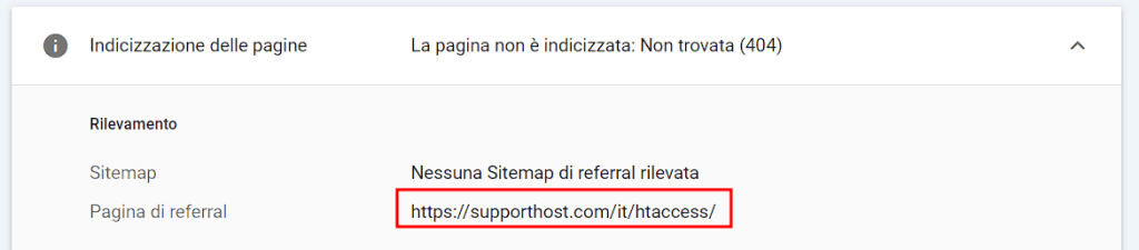 Search Console Pagina Di Referral Link 404