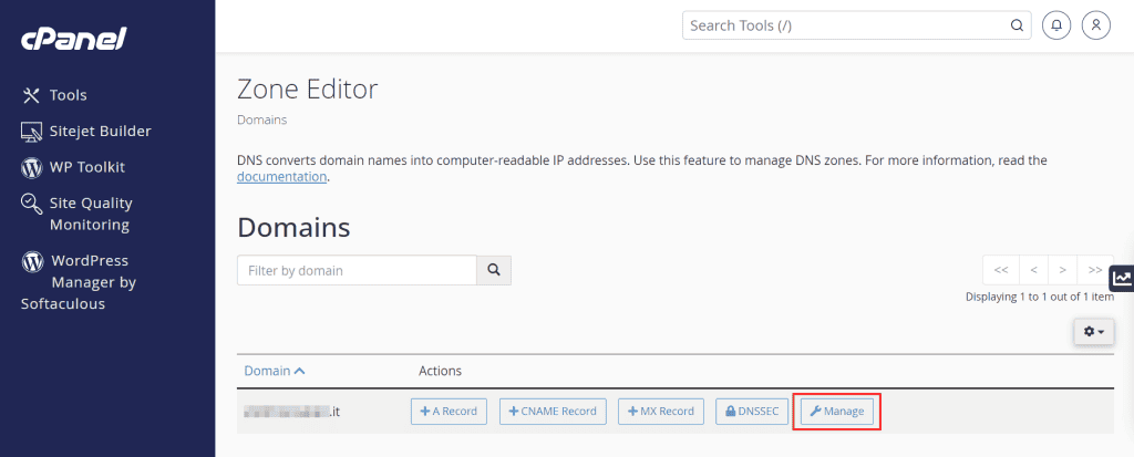 Zone Editor Gestione DNS