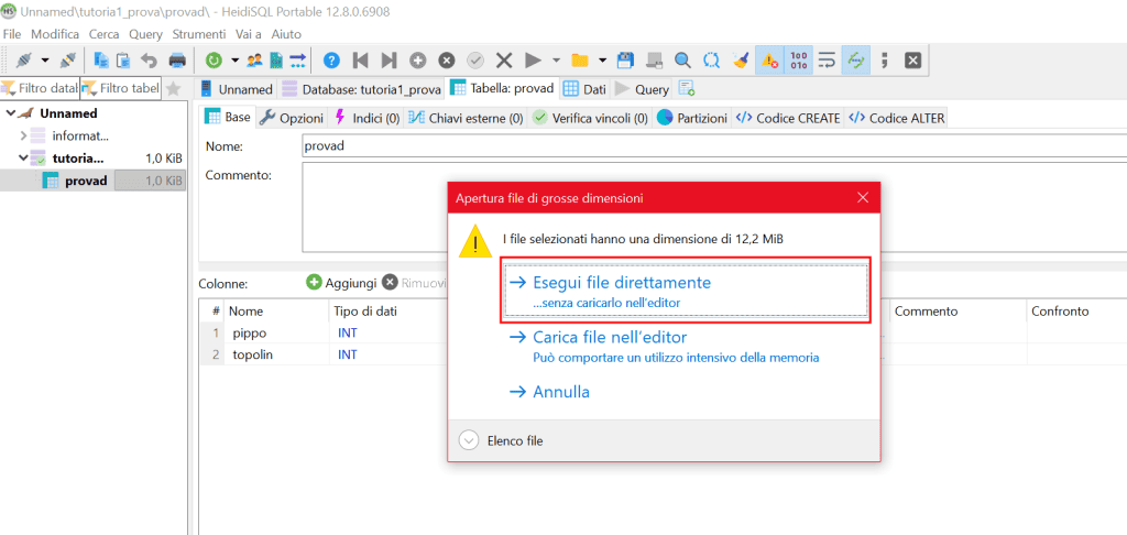 Carica Database Grosse Dimensioni Heidisql