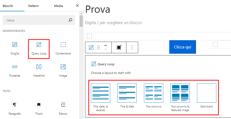 Configurare Query Loop