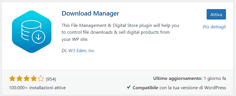 Download Manager Attivazione WordPress
