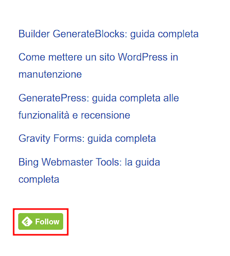 Esempio Pulsante Feedly In Sidebar